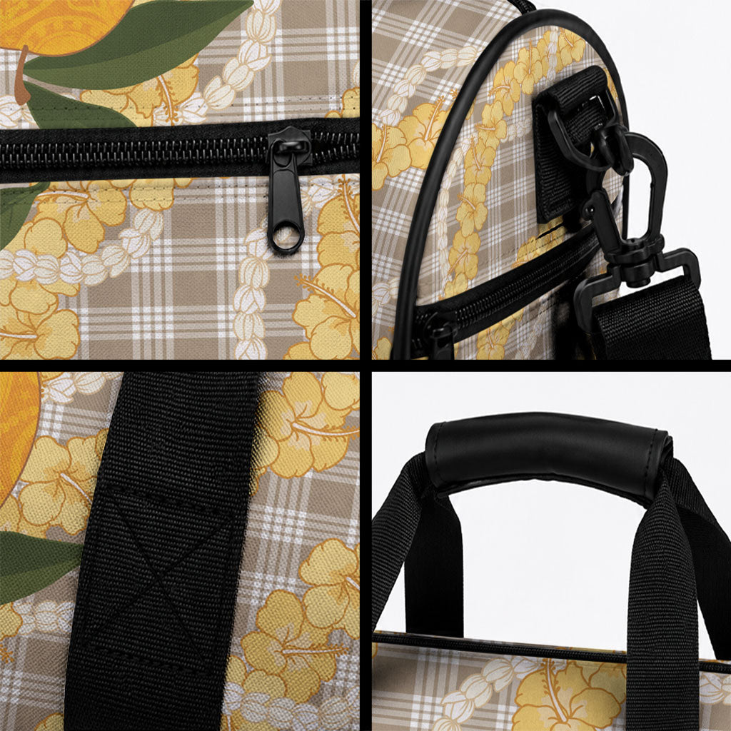 Maku'e Hawaiian Mango Palaka Duffle Bag Aloha Hibiscus Pikake Lei LT9 - Polynesian Pride