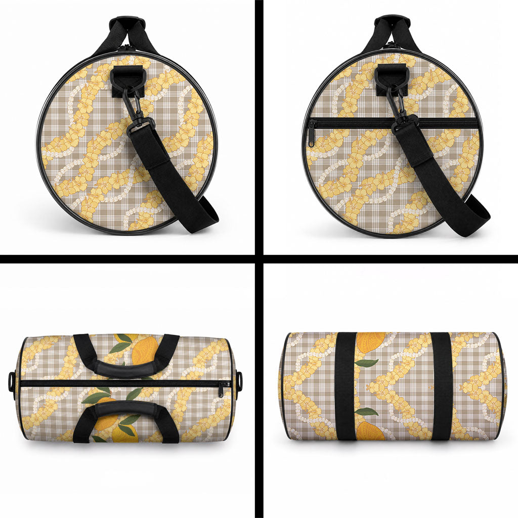 Maku'e Hawaiian Mango Palaka Duffle Bag Aloha Hibiscus Pikake Lei LT9 - Polynesian Pride