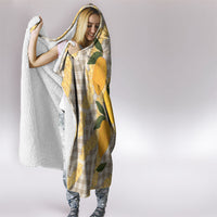 Maku'e Hawaiian Mango Palaka Hooded Blanket Aloha Hibiscus Pikake Lei