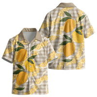 Maku'e Hawaiian Mango Palaka Kid Hawaiian Shirt Aloha Hibiscus Pikake Lei