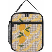 Maku'e Hawaiian Mango Palaka Lunch Bag Aloha Hibiscus Pikake Lei LT9 10.2 × 8.3 × 4.3 inch Brown - Polynesian Pride