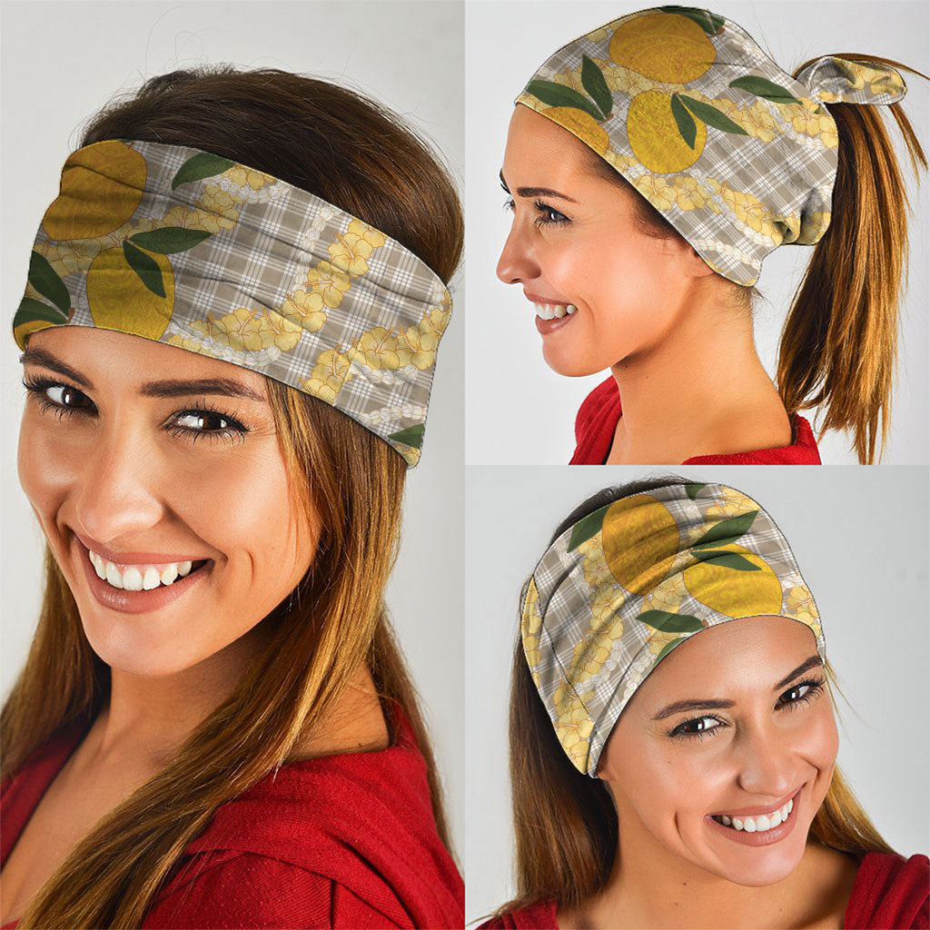 Maku'e Hawaiian Mango Palaka Neck Gaiter Aloha Hibiscus Pikake Lei