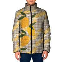 Maku'e Hawaiian Mango Palaka Padded Jacket Aloha Hibiscus Pikake Lei