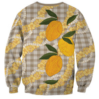 Maku'e Hawaiian Mango Palaka Sweatshirt Aloha Hibiscus Pikake Lei