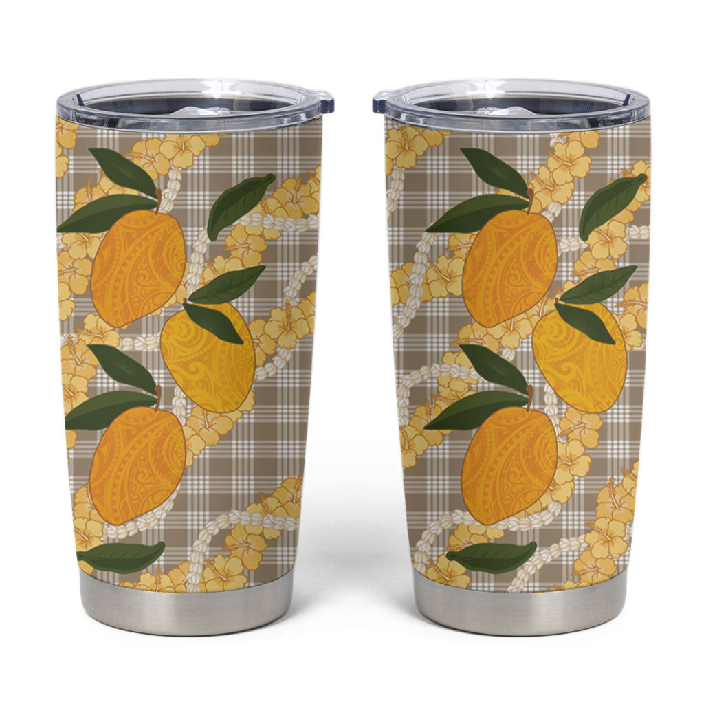 Maku'e Hawaiian Mango Palaka Tumbler Cup Aloha Hibiscus Pikake Lei