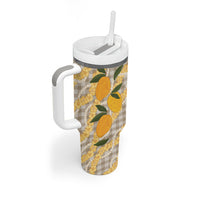 Maku'e Hawaiian Mango Palaka Tumbler With Handle Aloha Hibiscus Pikake Lei