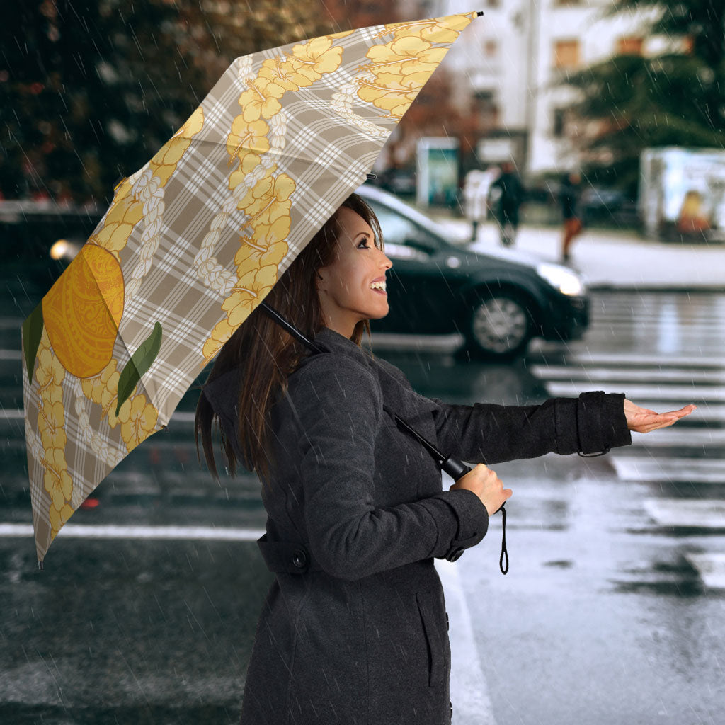 Maku'e Hawaiian Mango Palaka Umbrella Aloha Hibiscus Pikake Lei