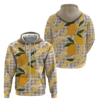Maku'e Hawaiian Mango Palaka Zip Hoodie Aloha Hibiscus Pikake Lei