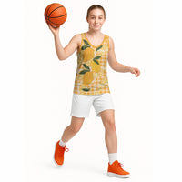 Alani Hawaiian Mango Palaka Basketball Jersey Aloha Hibiscus Pikake Lei