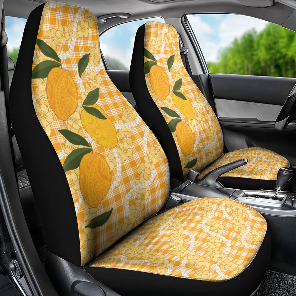 Alani Hawaiian Mango Palaka Car Seat Cover Aloha Hibiscus Pikake Lei