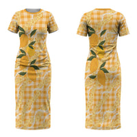 Alani Hawaiian Mango Palaka Couples Matching Short Sleeve Bodycon Dress and Hawaiian Shirt Aloha Hibiscus Pikake Lei