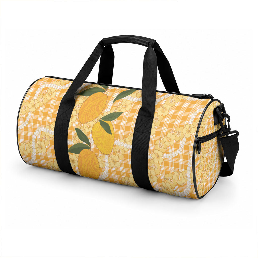 Alani Hawaiian Mango Palaka Duffle Bag Aloha Hibiscus Pikake Lei LT9 - Polynesian Pride