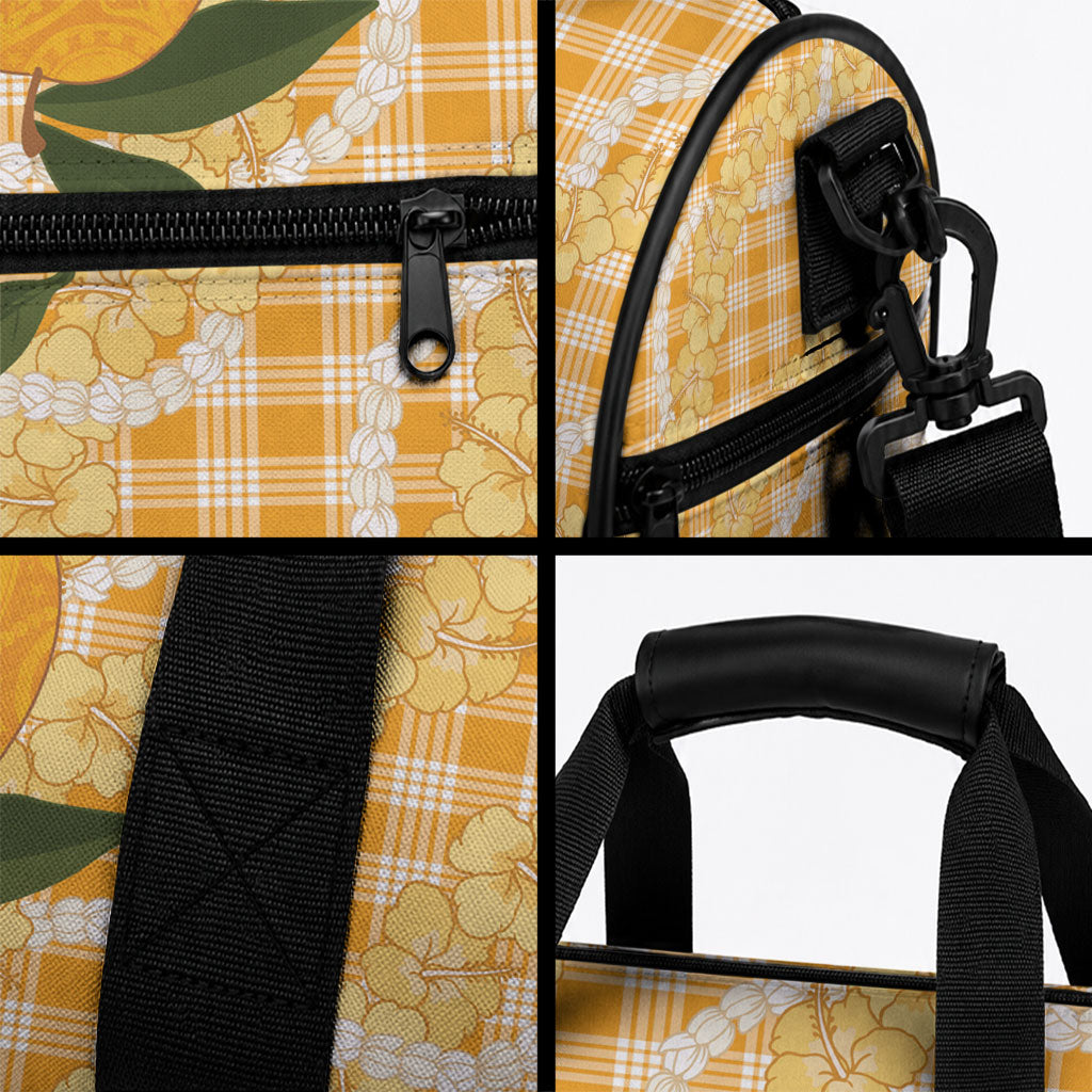 Alani Hawaiian Mango Palaka Duffle Bag Aloha Hibiscus Pikake Lei LT9 - Polynesian Pride