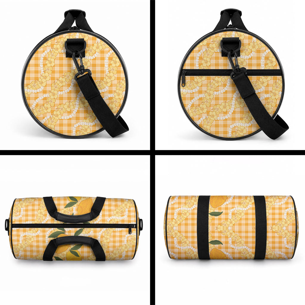 Alani Hawaiian Mango Palaka Duffle Bag Aloha Hibiscus Pikake Lei LT9 - Polynesian Pride