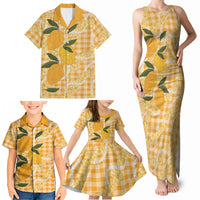 Alani Hawaiian Mango Palaka Family Matching Tank Maxi Dress and Hawaiian Shirt Aloha Hibiscus Pikake Lei
