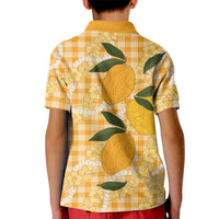 Alani Hawaiian Mango Palaka Kid Polo Shirt Aloha Hibiscus Pikake Lei