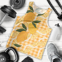 Alani Hawaiian Mango Palaka Men Tank Top Aloha Hibiscus Pikake Lei