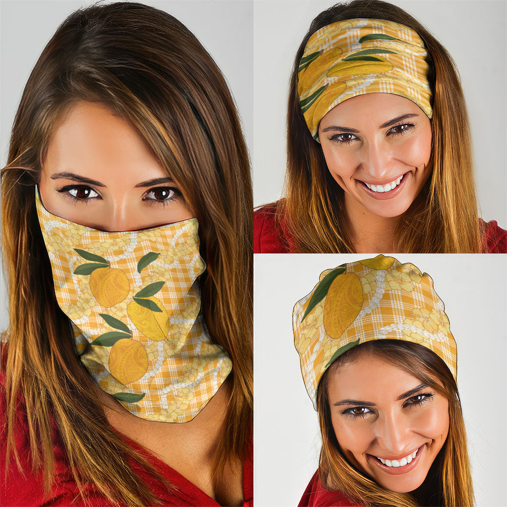 Alani Hawaiian Mango Palaka Neck Gaiter Aloha Hibiscus Pikake Lei