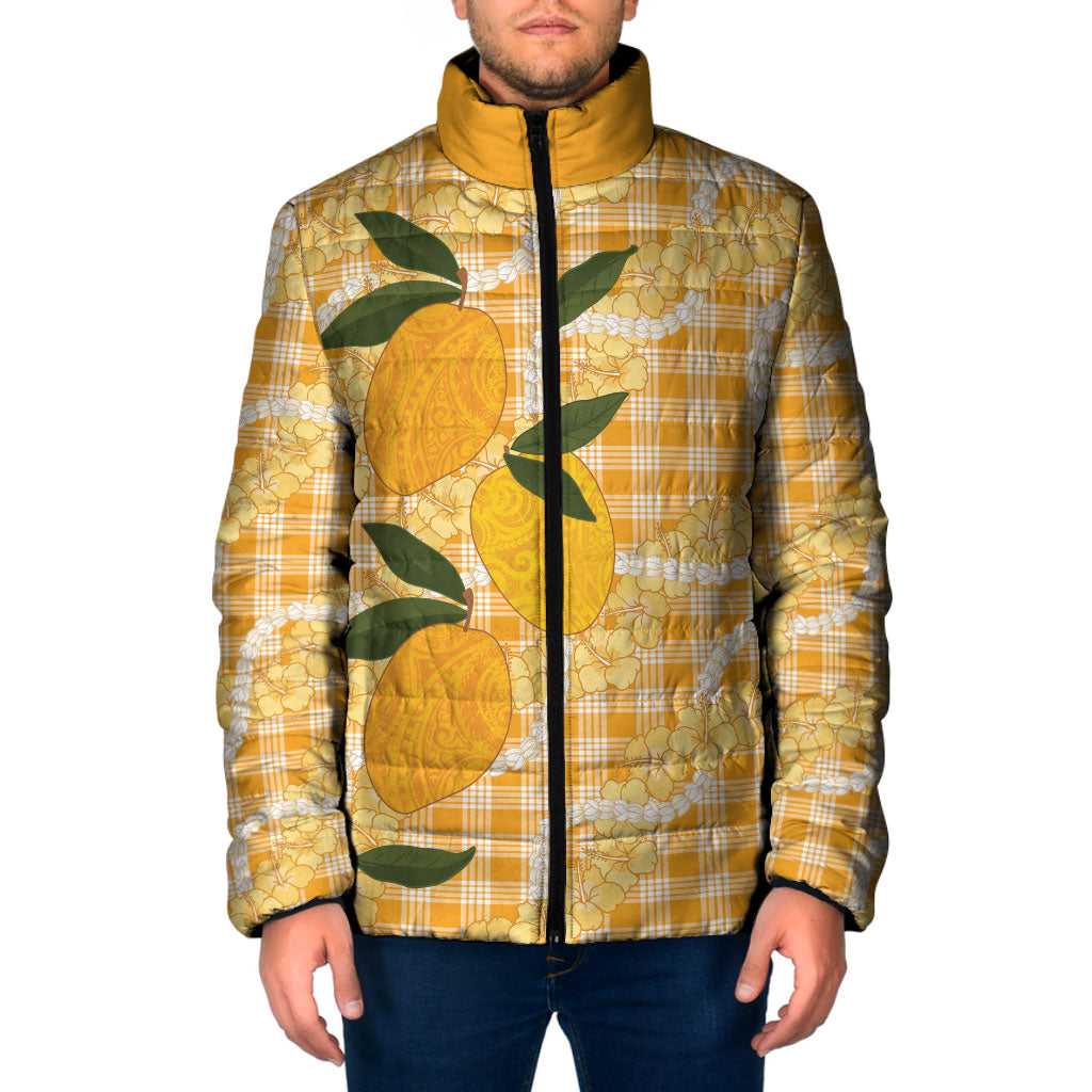 Alani Hawaiian Mango Palaka Padded Jacket Aloha Hibiscus Pikake Lei