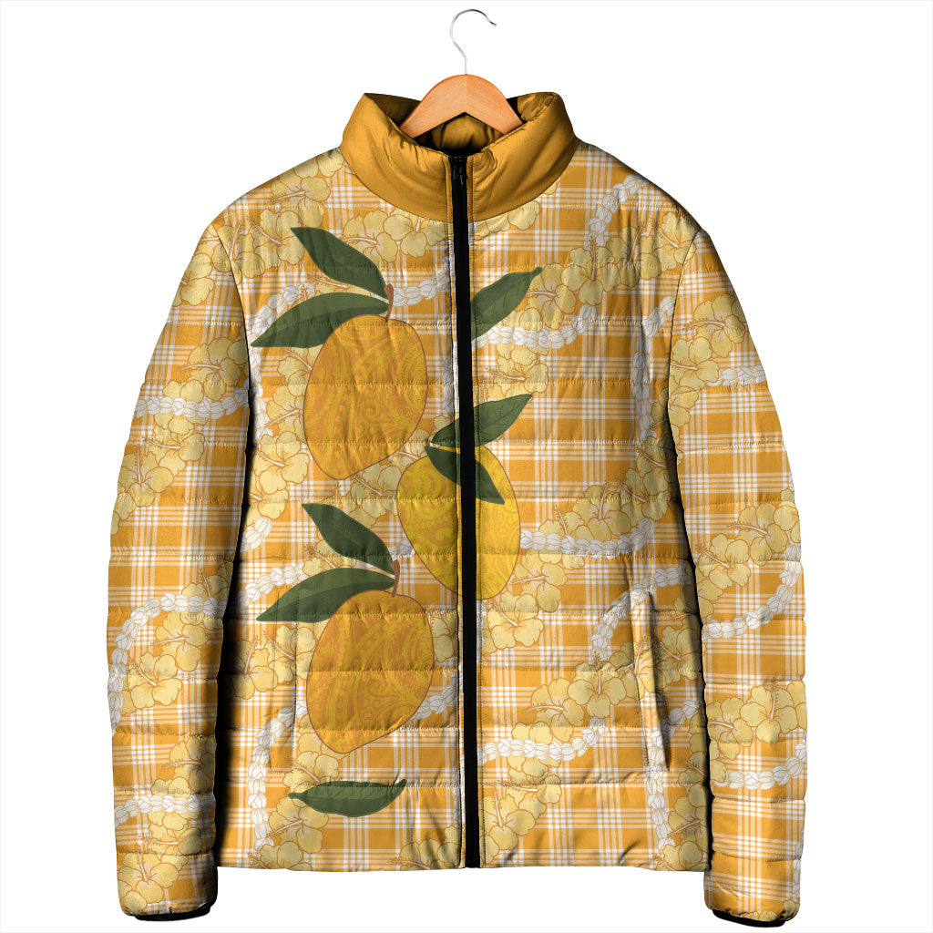 Alani Hawaiian Mango Palaka Padded Jacket Aloha Hibiscus Pikake Lei