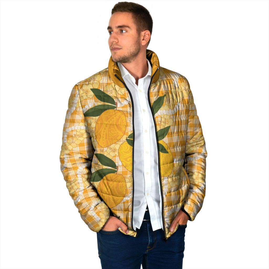 Alani Hawaiian Mango Palaka Padded Jacket Aloha Hibiscus Pikake Lei