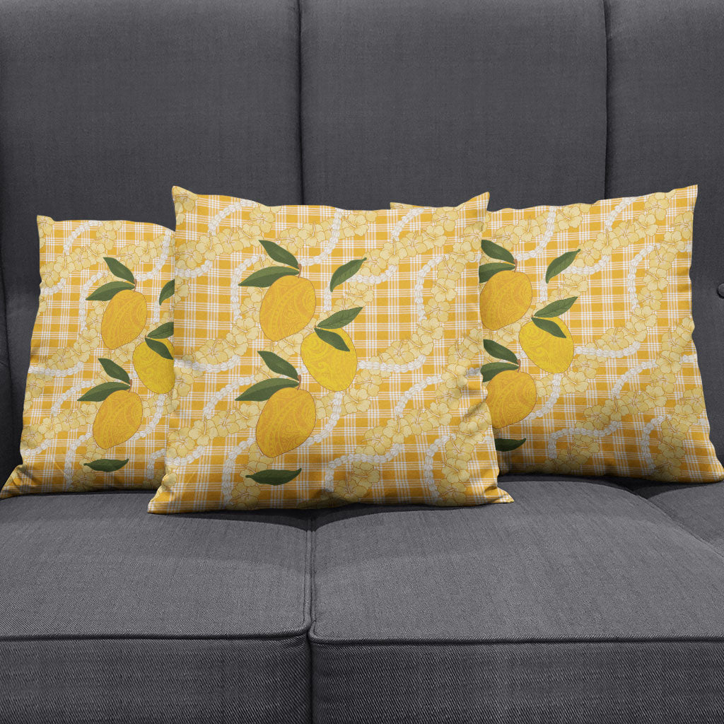 Alani Hawaiian Mango Palaka Pillow Cover Aloha Hibiscus Pikake Lei