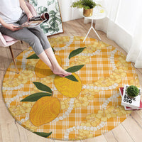 Alani Hawaiian Mango Palaka Round Carpet Aloha Hibiscus Pikake Lei