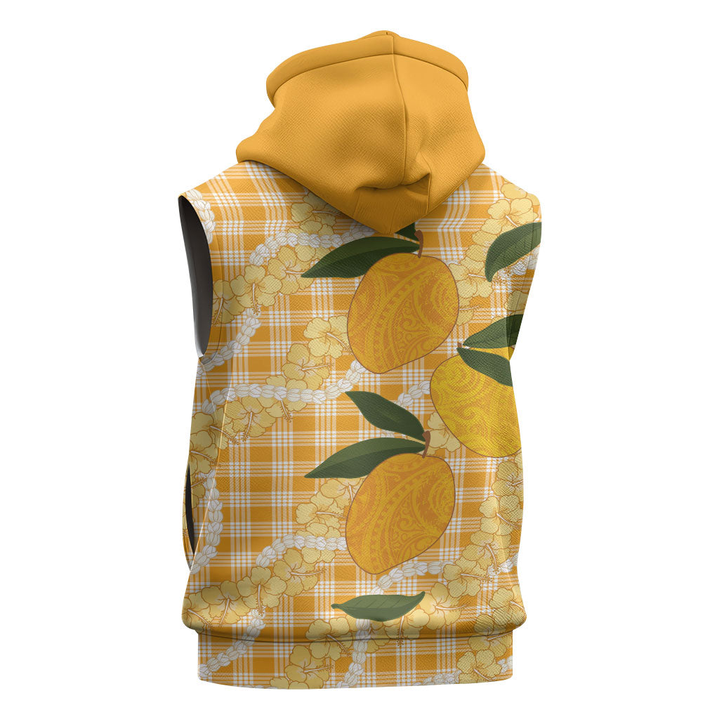 Alani Hawaiian Mango Palaka Sleeveless Hoodie Aloha Hibiscus Pikake Lei