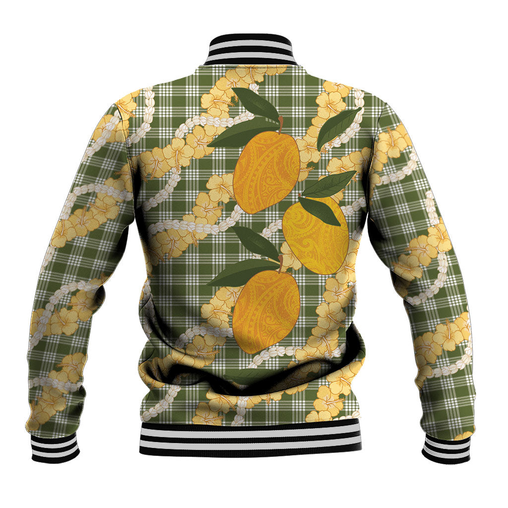 Uliuli Ahiahia Hawaiian Mango Palaka Baseball Jacket Aloha Hibiscus Pikake Lei
