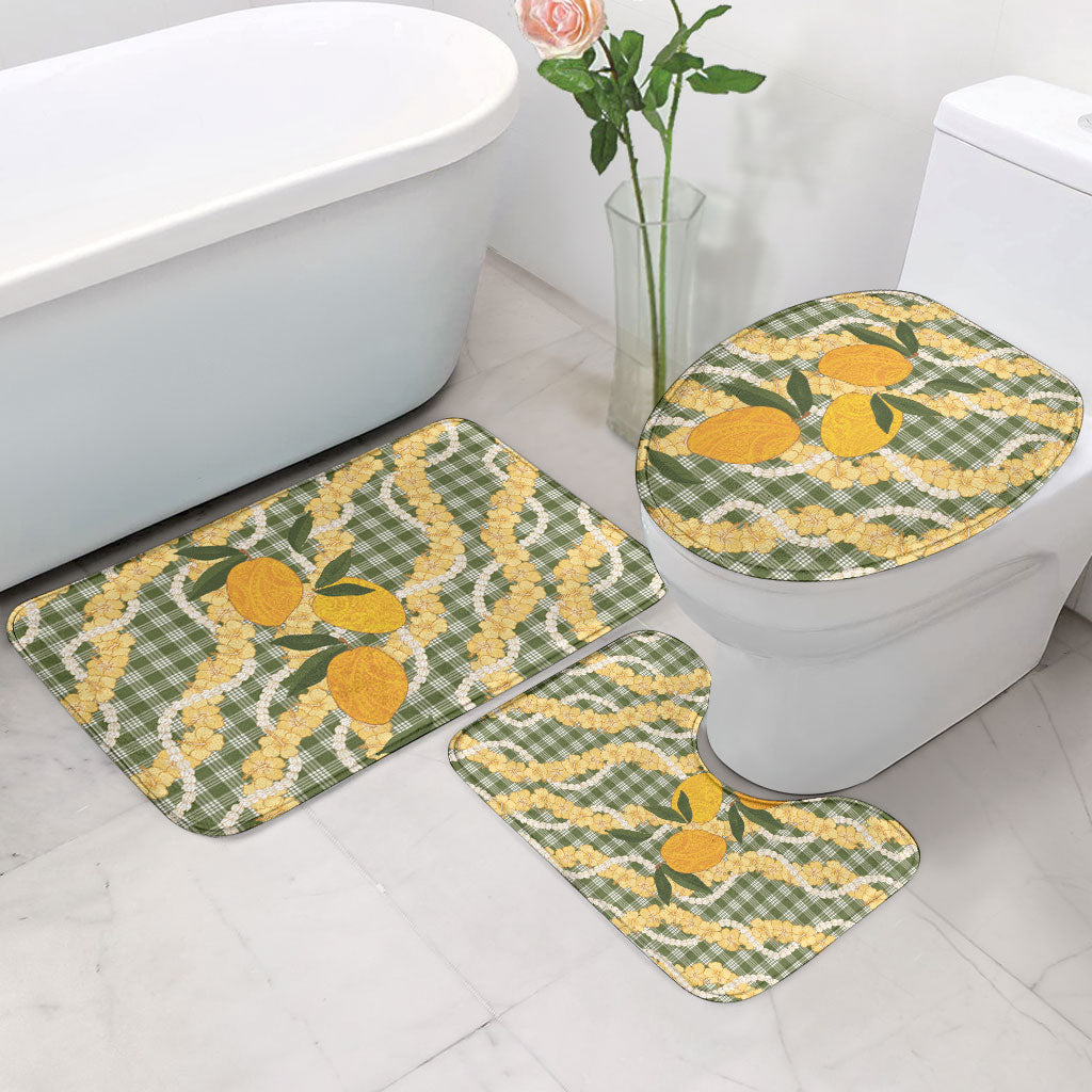 Uliuli Ahiahia Hawaiian Mango Palaka Bathroom Set Aloha Hibiscus Pikake Lei