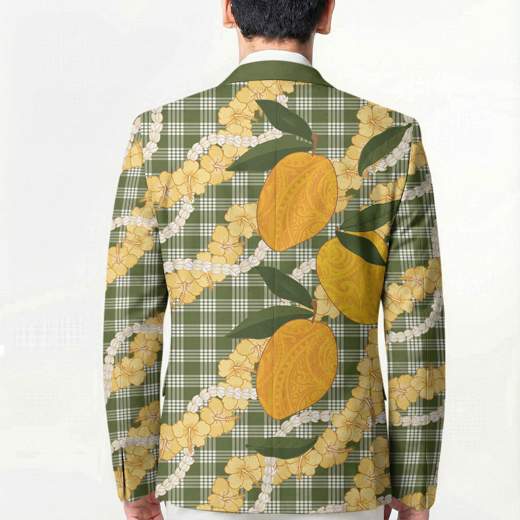 Uliuli Ahiahia Hawaiian Mango Palaka Blazer Aloha Hibiscus Pikake Lei
