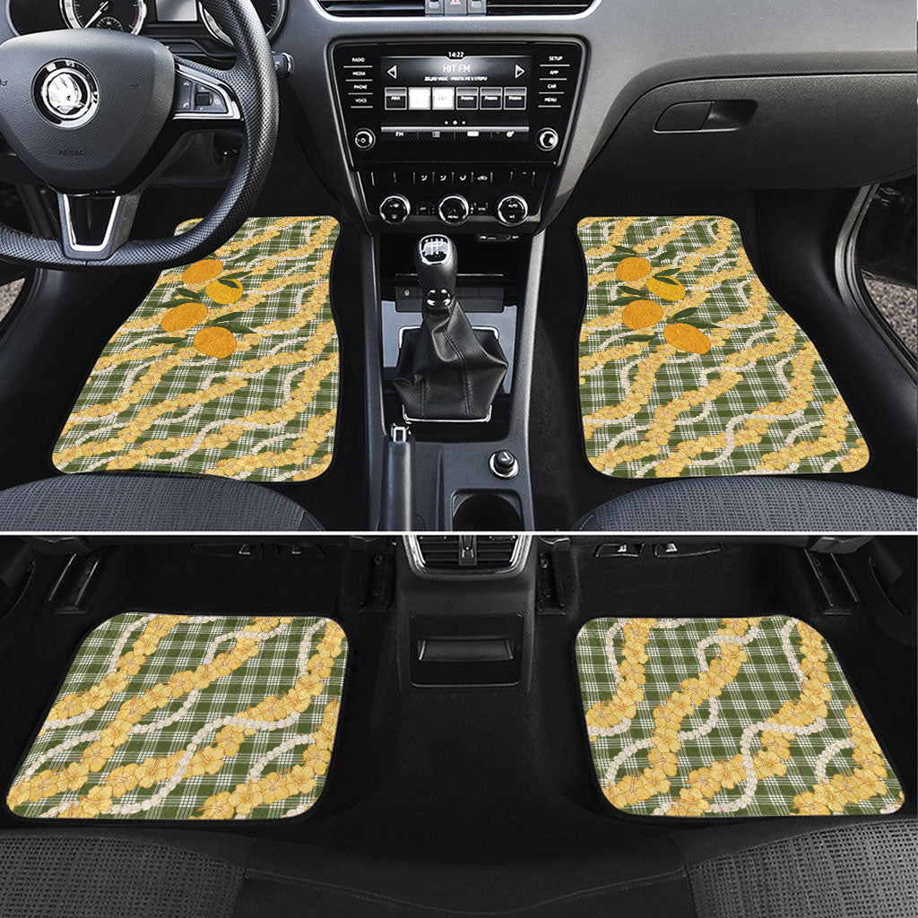 Uliuli Ahiahia Hawaiian Mango Palaka Car Mats Aloha Hibiscus Pikake Lei