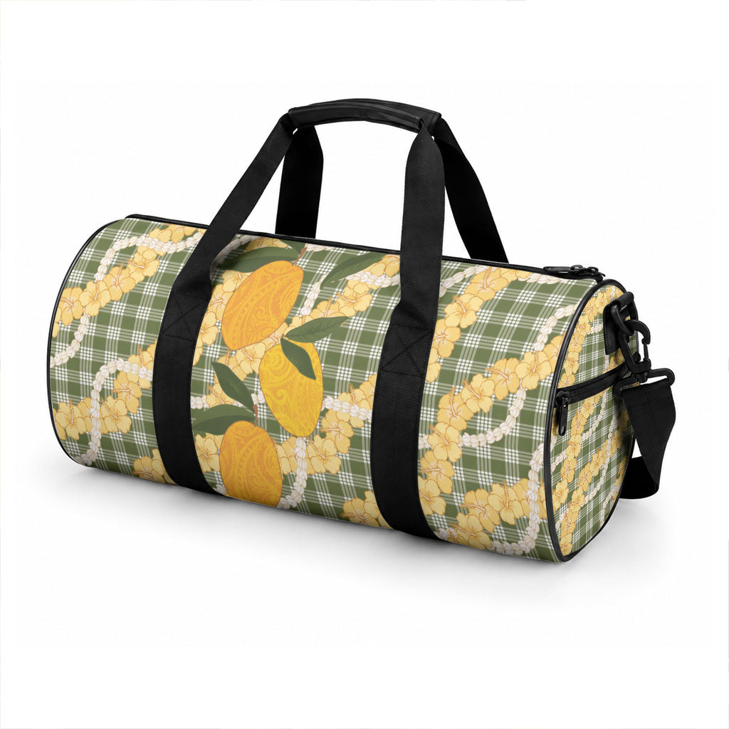 Uliuli Ahiahia Hawaiian Mango Palaka Duffle Bag Aloha Hibiscus Pikake Lei LT9 - Polynesian Pride