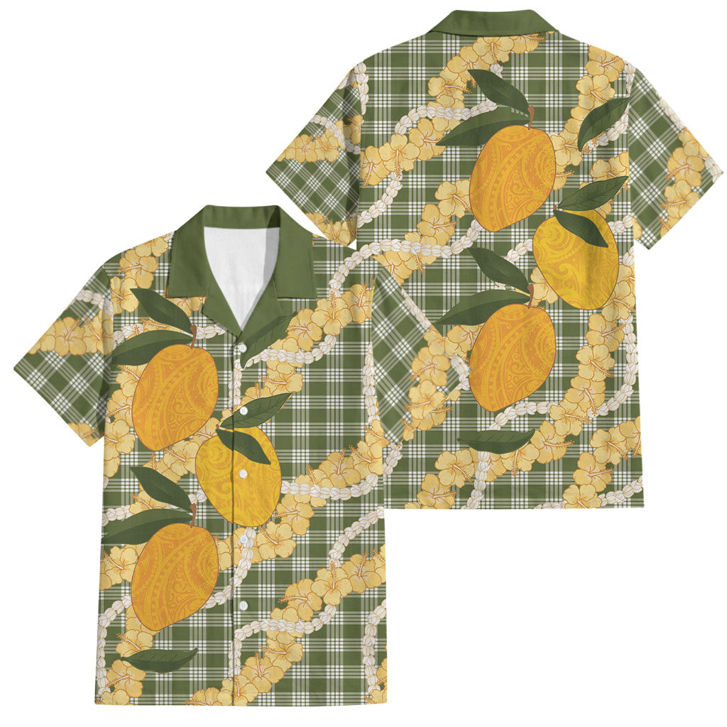Uliuli Ahiahia Hawaiian Mango Palaka Family Matching Off The Shoulder Long Sleeve Dress and Hawaiian Shirt Aloha Hibiscus Pikake Lei
