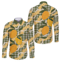 Uliuli Ahiahia Hawaiian Mango Palaka Family Matching Off The Shoulder Long Sleeve Dress and Hawaiian Shirt Aloha Hibiscus Pikake Lei
