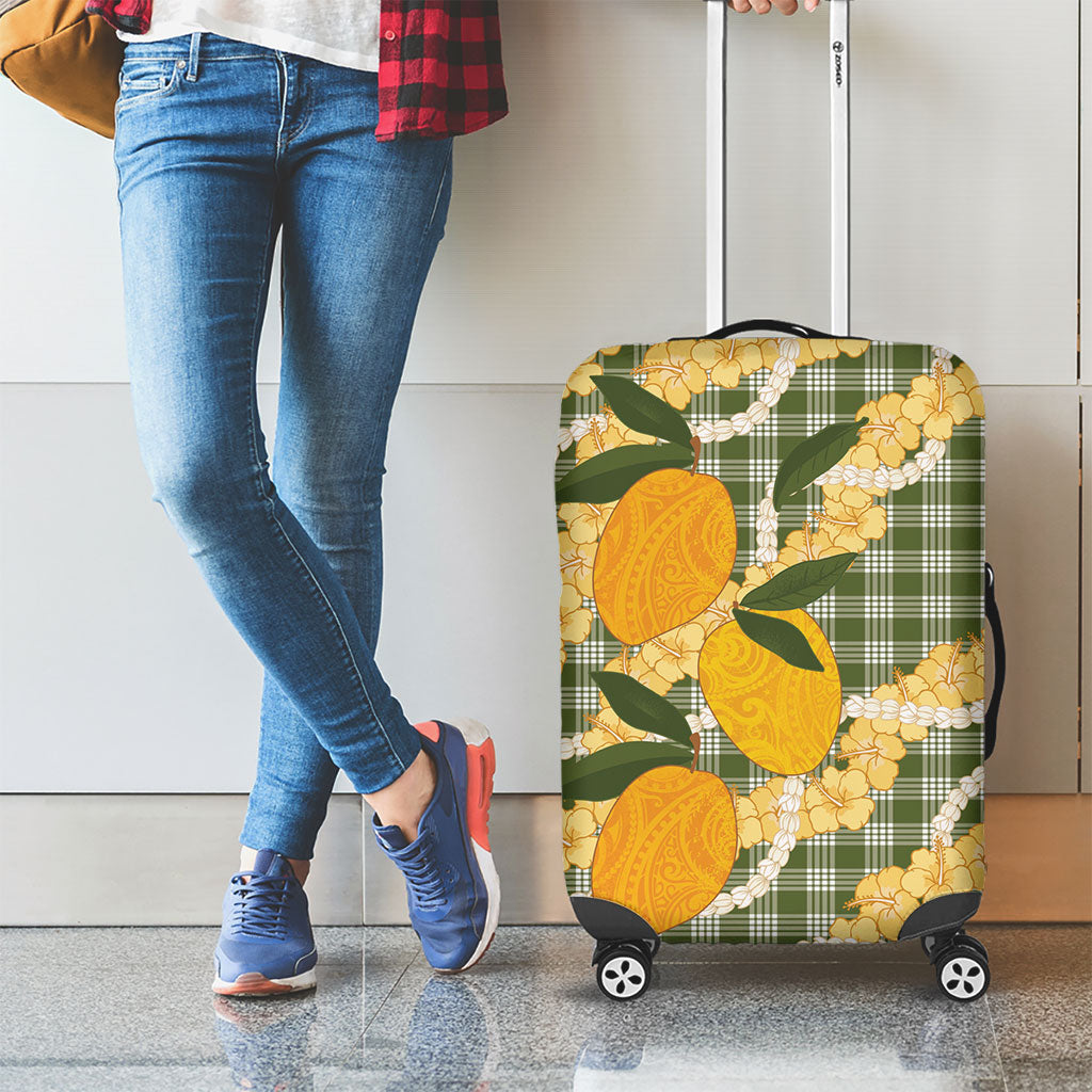Uliuli Ahiahia Hawaiian Mango Palaka Luggage Cover Aloha Hibiscus Pikake Lei