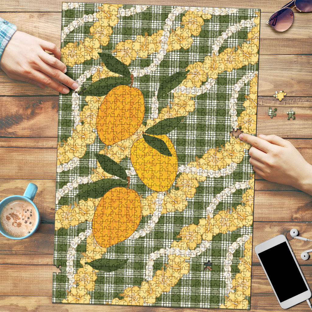 Uliuli Ahiahia Hawaiian Mango Palaka Puzzle Aloha Hibiscus Pikake Lei