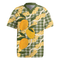 Uliuli Ahiahia Hawaiian Mango Palaka Rugby Jersey Aloha Hibiscus Pikake Lei