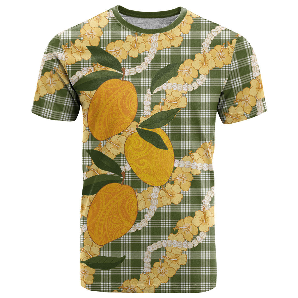 Uliuli Ahiahia Hawaiian Mango Palaka T Shirt Aloha Hibiscus Pikake Lei