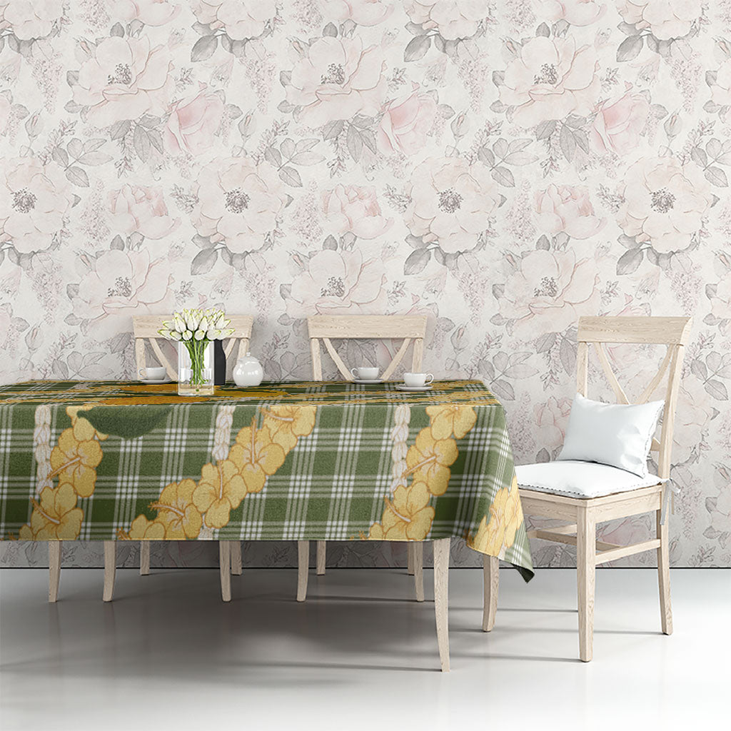 Uliuli Ahiahia Hawaiian Mango Palaka Tablecloth Aloha Hibiscus Pikake Lei