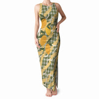 Uliuli Ahiahia Hawaiian Mango Palaka Tank Maxi Dress Aloha Hibiscus Pikake Lei