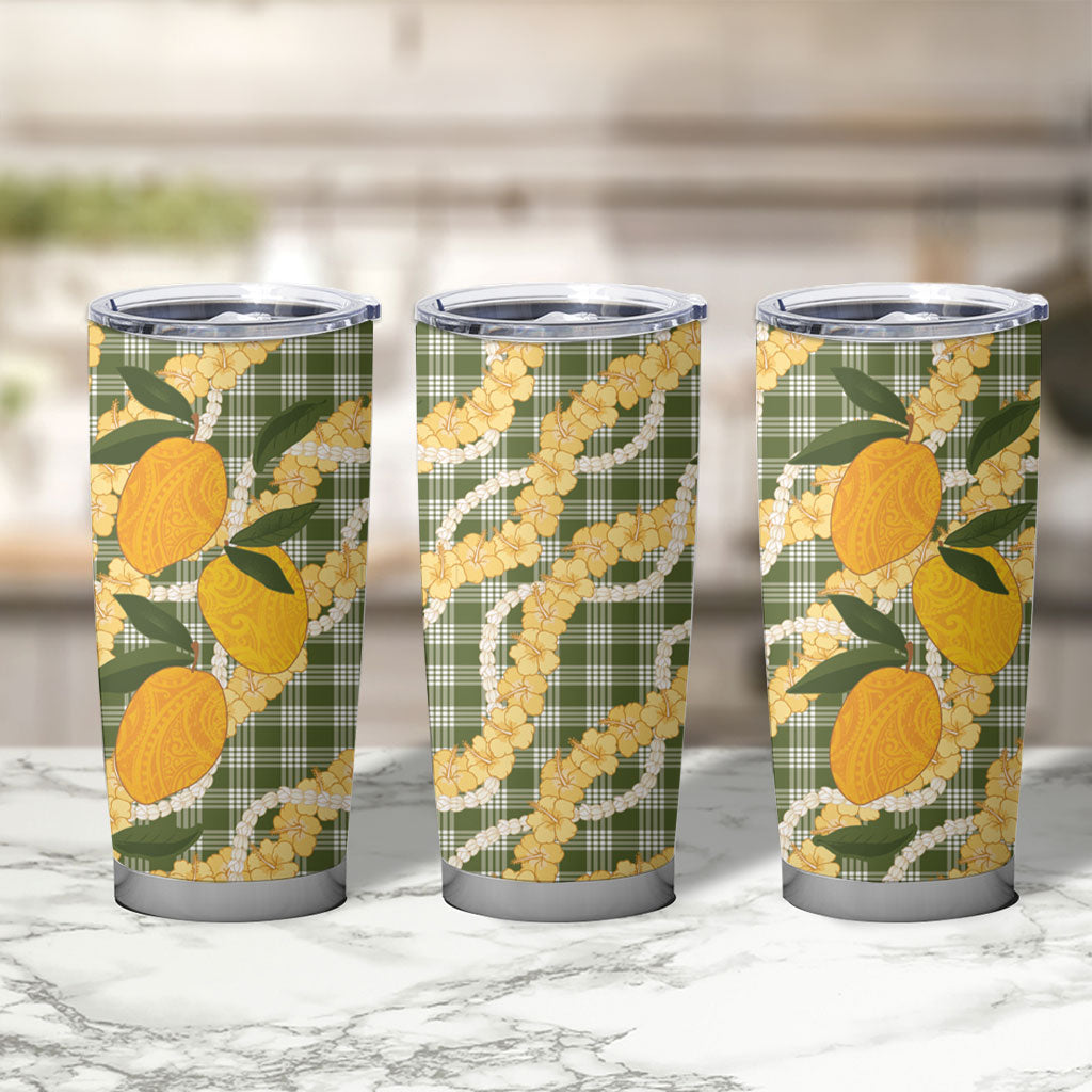 Uliuli Ahiahia Hawaiian Mango Palaka Tumbler Cup Aloha Hibiscus Pikake Lei