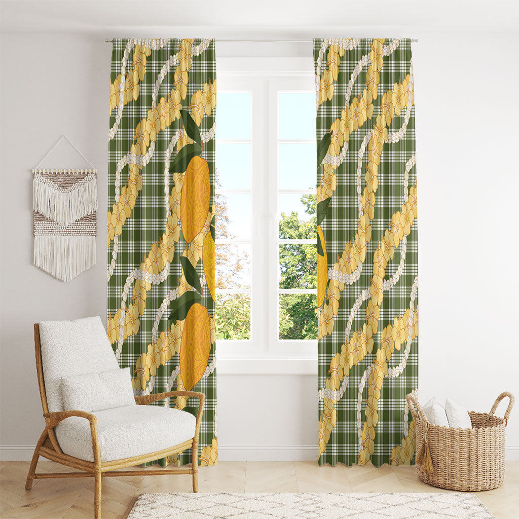 Uliuli Ahiahia Hawaiian Mango Palaka Window Curtain Aloha Hibiscus Pikake Lei