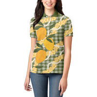 Uliuli Ahiahia Hawaiian Mango Palaka Women Polo Shirt Aloha Hibiscus Pikake Lei