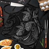 Hawaiian Mango Tribal Tattoo Apron Black White Pacific Traditional Pattern