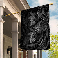 Hawaiian Mango Tribal Tattoo Garden Flag Black White Pacific Traditional Pattern