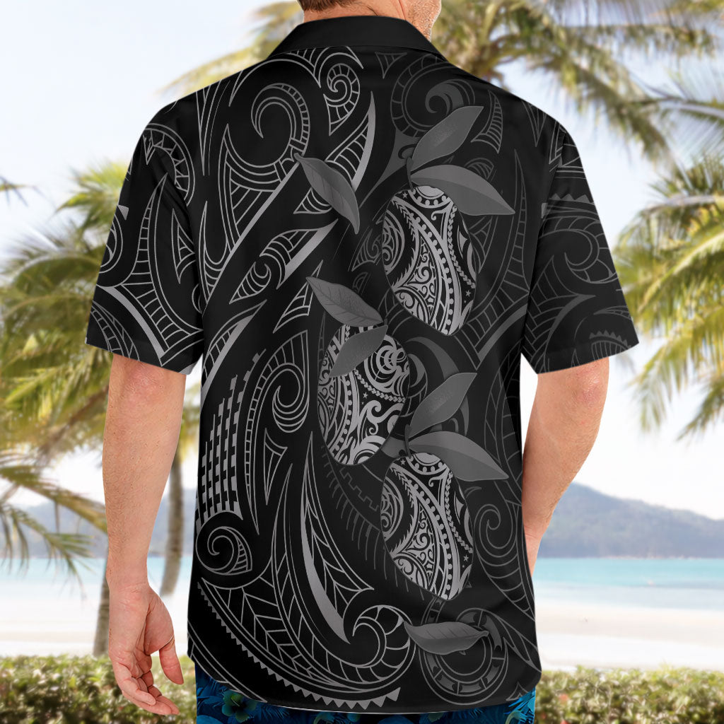 Hawaiian Mango Tribal Tattoo Hawaiian Shirt Black White Pacific Traditional Pattern