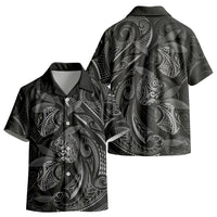 Hawaiian Mango Tribal Tattoo Kid Hawaiian Shirt Black White Pacific Traditional Pattern
