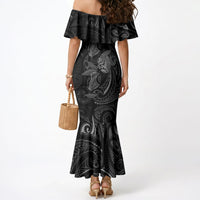 Hawaiian Mango Tribal Tattoo Mermaid Dress Black White Pacific Traditional Pattern