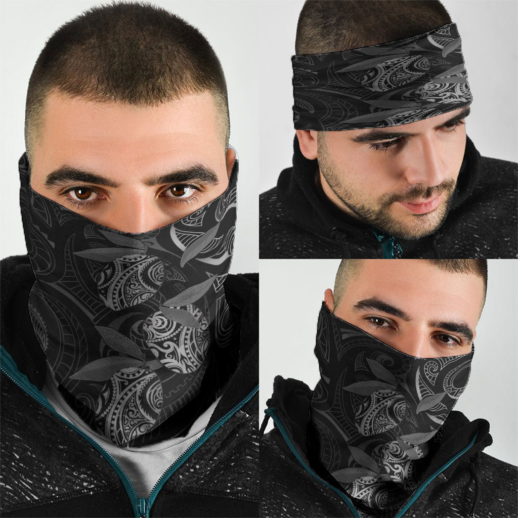 Hawaiian Mango Tribal Tattoo Neck Gaiter Black White Pacific Traditional Pattern